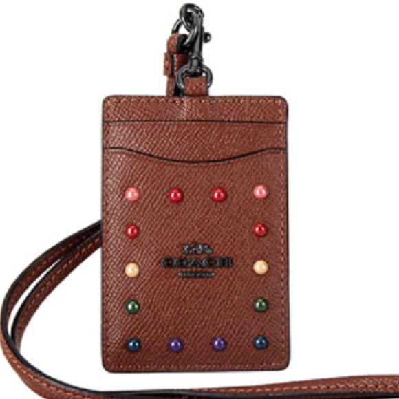 Coach Rivets Rainbow Saddle Lanyard ID Badge Card